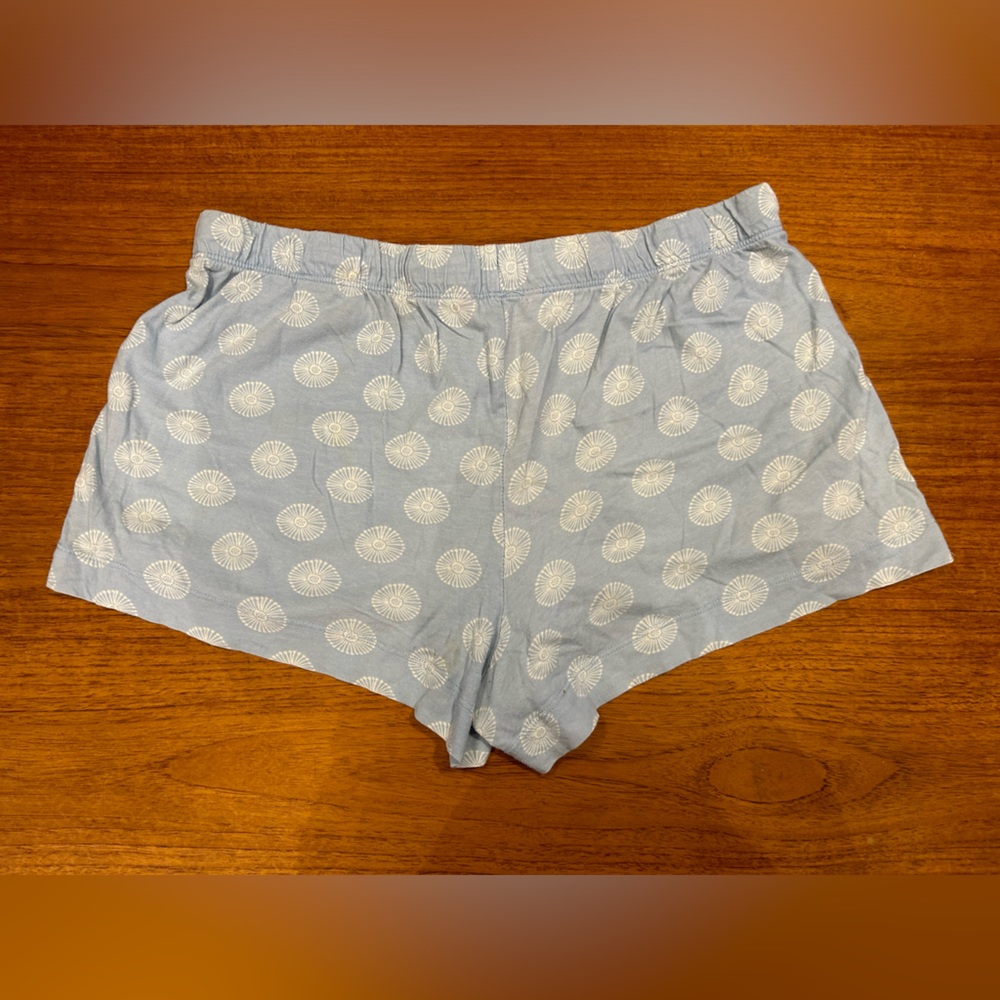 Joe fresh | blue and white cotton pajama shorts tied and elastic waist | size L - Picture 3 of 6